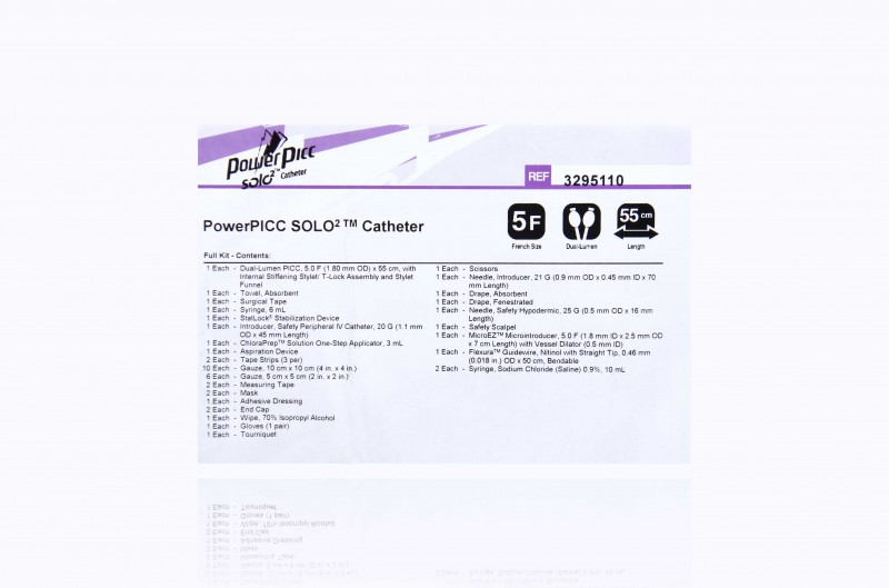 Bard, 3295110, 5.0F, Bard PowerPICC Solo 2 5F DualLumen C... eSutures